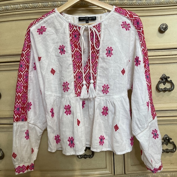 Topshop Tops - Topshop embroidered top